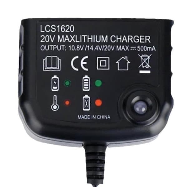 LCS1620 Lithium Batterioplader til BLACK & DECKER Genopladelig Batterioplader 20V til LBXR20 LB20 L Sort EU Stik