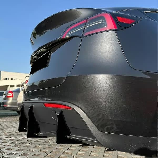 Bagkofanger Diffuser Læbesæt til Tesla Model Y 2017-2026 Bagspoiler Splitter Cover Trim Tilbehør Sort