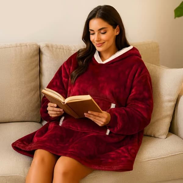 Oversize Fleece Sweatshirt-tæppe Rød, Mode & Hverdagsbrug