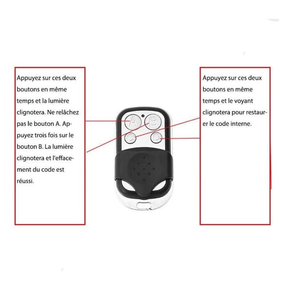 Sett med 3 universelle 433,92 MHz fjernkontroller med fast kode for porter - 4 koder, svart