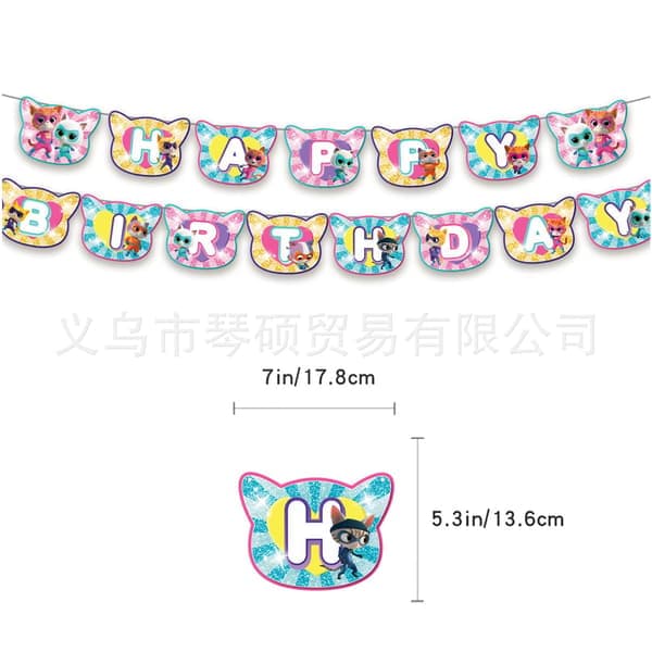 Super Cat Bursdagstema Festdekorasjon Sceneoppsett Tilbehør Banner Kakeflagg Ballongsett