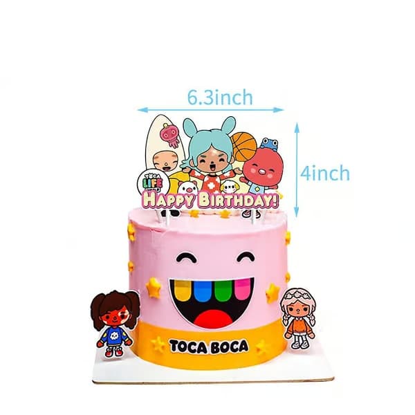 Toca Life-tema bursdagsdekorasjon banner ballong kake/cupcake-topper sett tilbehør