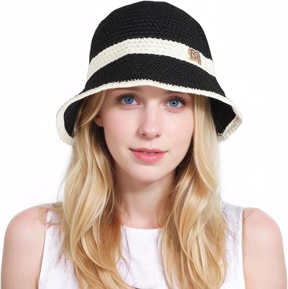 Stråsolhatt för kvinnor - Sommarhatt med bred brätte UV-skyddande strandhatt