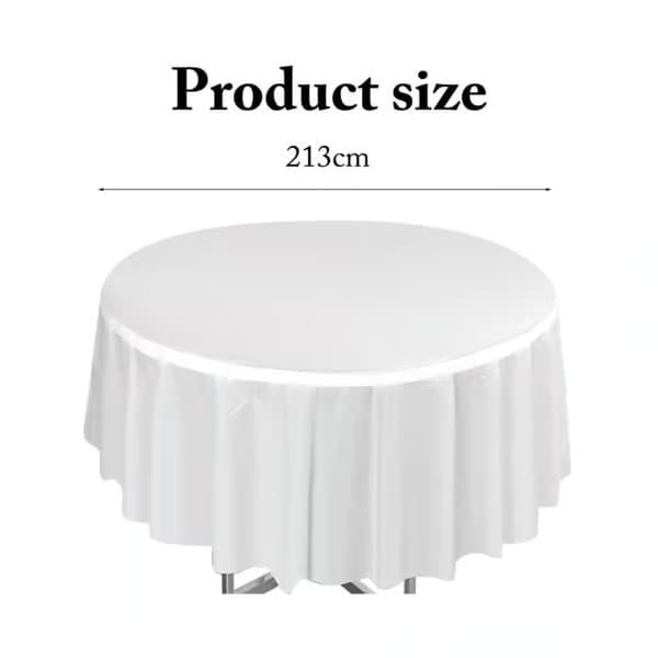 Sett med 10 runde hvite duker, vaskbare duker for hagebord, polyesterduker, bordtrekk, til bryllup, 213 cm
