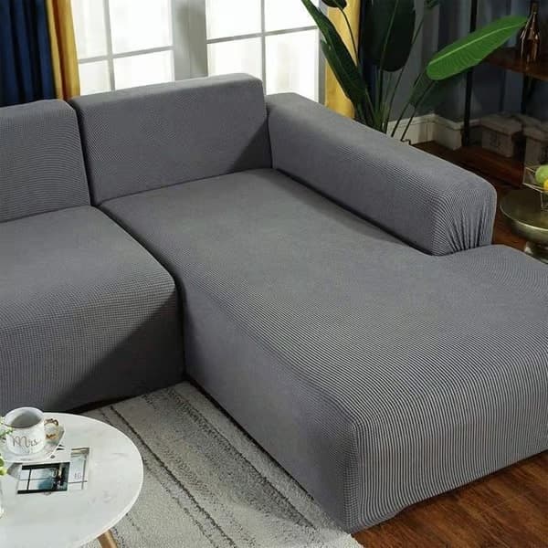 Sofföverdrag, töjbart hörnsofföverdrag, töjbart sofföverdrag för 1/2/3/4-sits (1-sits: 90-140 cm, grå)