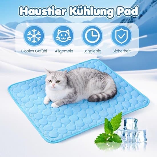 Sommer kølemåtte til kæledyr – Naturlig køling uden elektricitet – Skridsikker bund – Kølemåtte til hunde og katte – Vaskbart design M
