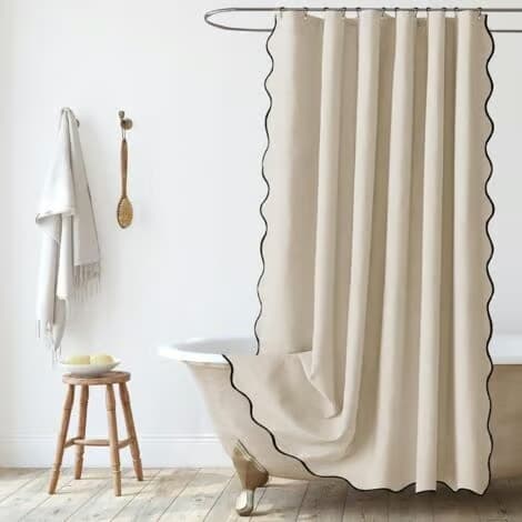 Duschdraperi i strukturerat linne 180x180cm, vattentätt och tvättbart, mögelresistent, för badrum med ringar, blått