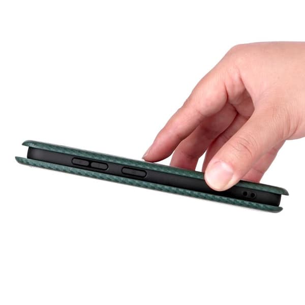 Samsung Galaxy S26 5G Fodral med kolfibertextur - Flipfodral Grön