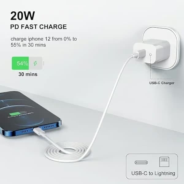 4-pack - iPhone-laddare - Snabbladdare - Adapter + 2M Kabel 20W Lightning Vit 4-pack iPhone (NT) 4-pack Lightning