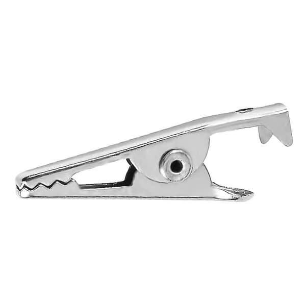 100 st 27 mm mini-krokodilklämmor i metall, silverfärgade, förnicklade testklämmor