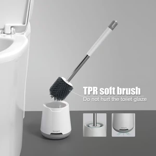 Toiletbørste og holder (sæt, silikone), hvid 1 pc