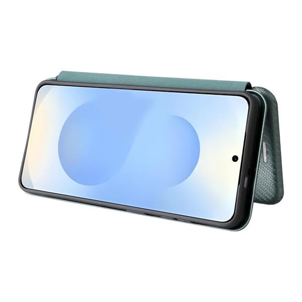 Samsung Galaxy S26 5G-deksel med karbonfibertekstur - Flip-deksel Grön