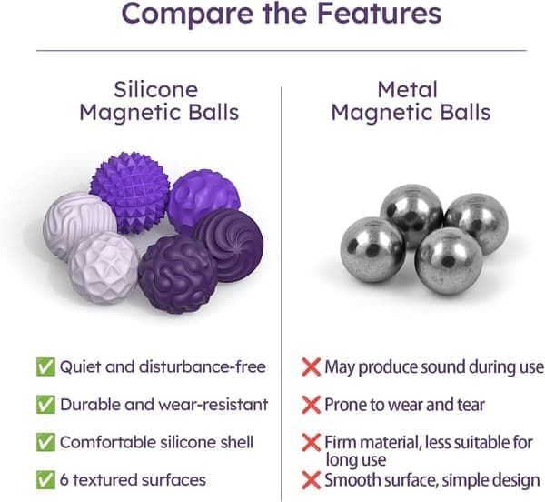 Magnetisk Fidget-boldlegetøj, sensorisk stresslindrende legetøj i silikone, fidget-magneter og magnetisk legetøj som sjov gave