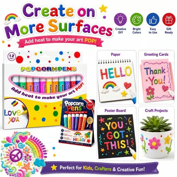3D Bubble Pen Puffy Paint Popcorn-pennsett, Popcorn-tegnepenner, 36 stk 36 PC