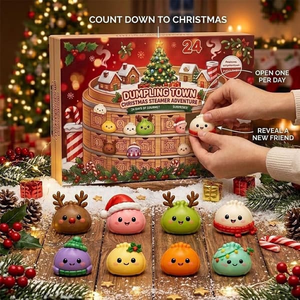 Jul Squishies Adventskalender 2026, 24 dagar Dumpling Squishies Leksaker Nedräkningskalender, Squishy Överraskningar Sensorisk Fidget Present, 24 dagar-B