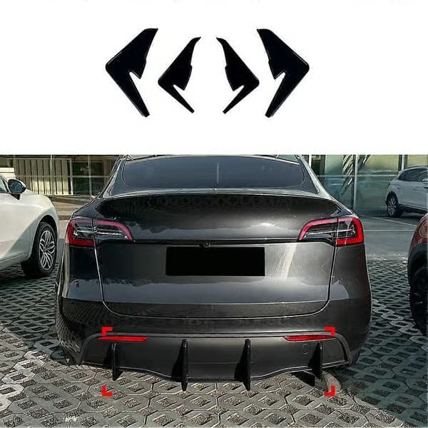 Bagkofanger Diffuser Læbesæt til Tesla Model Y 2017-2026 Bagspoiler Splitter Cover Trim Tilbehør Sort