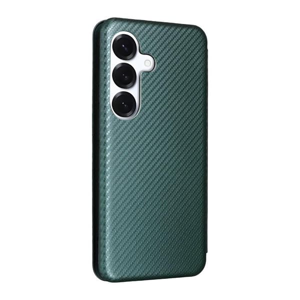 Samsung Galaxy S26 5G-deksel med karbonfibertekstur - Flip-deksel Grön