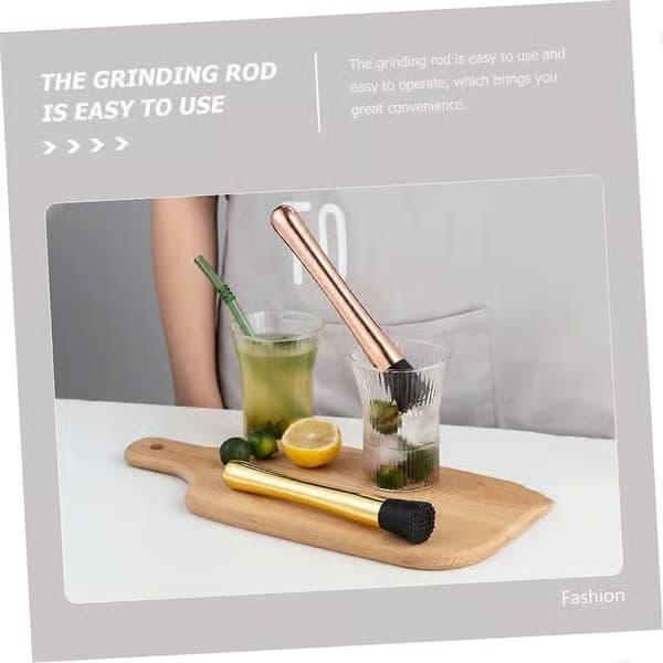 Cocktailmuddler i rustfritt stål med ergonomisk grep for Mojito, frukt- og isknusing, barverktøy