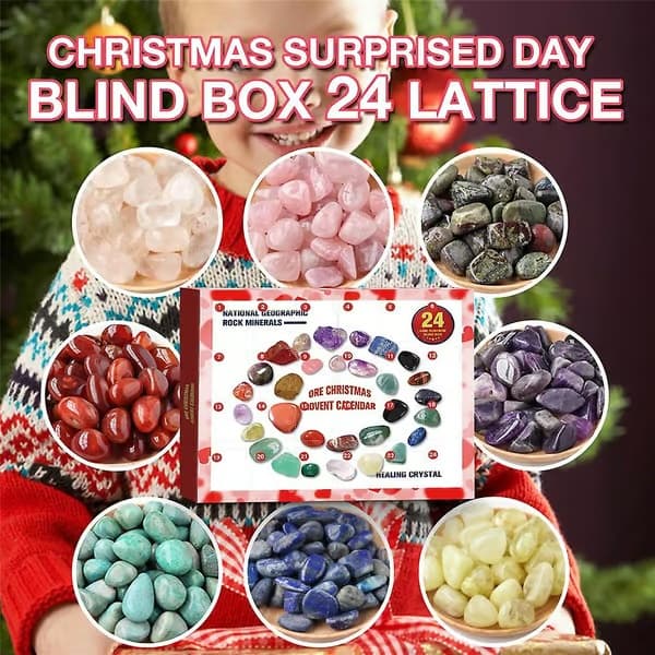 Julekalender 24 dagers nedtelling 24 esker krystaller steiner blindboks julegave til barn