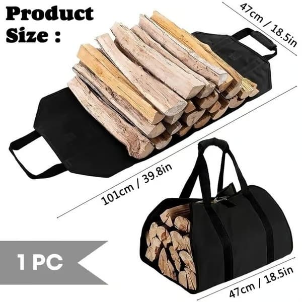 Vedväska i polyester, vattenavvisande, hopfällbara tillbehör för eldstad. Perfekt för stolpar, camping och stranden