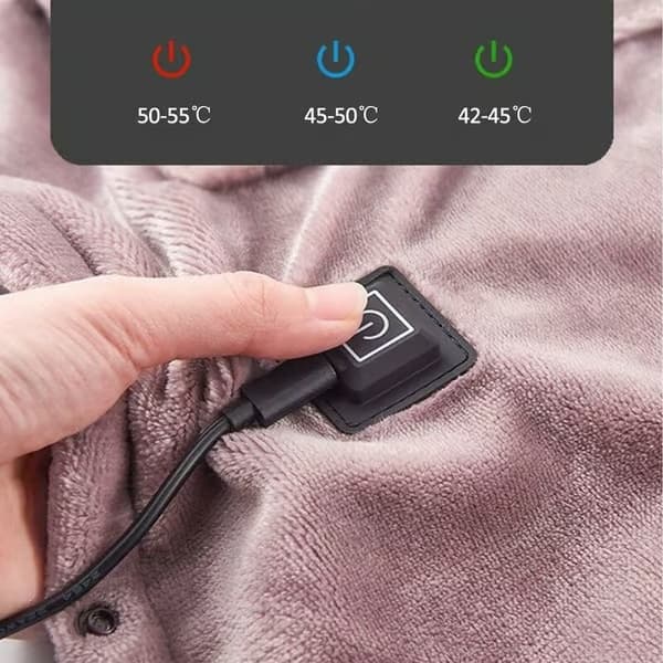 USB elektrisk varmetæppe bærbart varmetæppe varmesjal floneltæppe 3 temperaturer 100x80cm