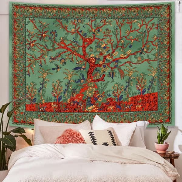 Livets träd bohemisk gobeläng väggdekor 130cm x 150cm