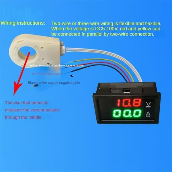 Hall Amperemeter Voltmeter DC 0-300V 200A Batteriovervåker LED Digital Strøm- og Spenningsmåler 12V 24V 36V