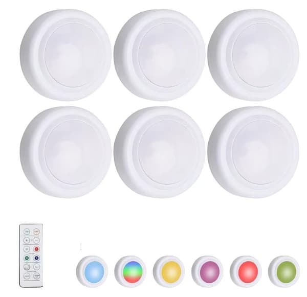 6-pack trådlösa LED-spotlights med fjärrkontroller