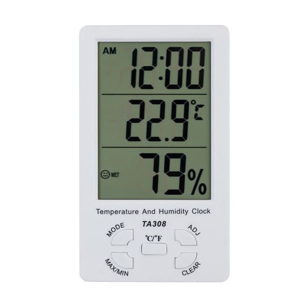 Digitalt indendørs/udendørs termometer/hygrometer med probe - LCD-skærm, Min/Max hukommelse, hvid