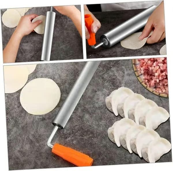 Kjevle i rustfritt stål, non-stick kjevle for baking av bakverk, pizza, dumplings, slitesterk