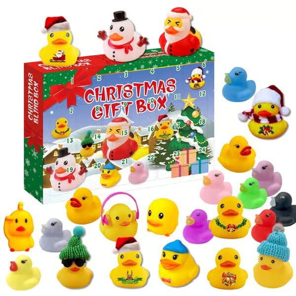 Mub- Julekalender med badeender for barn, gaveeske med nedtelling til jul 18pcs
