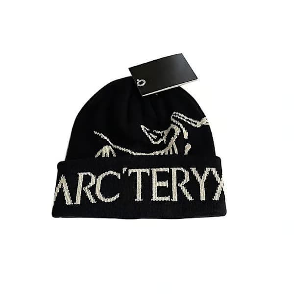 Arcteryx udendørs efterårs- og vintervarm skihue med øreklapper, moderigtig strikhue, sort black