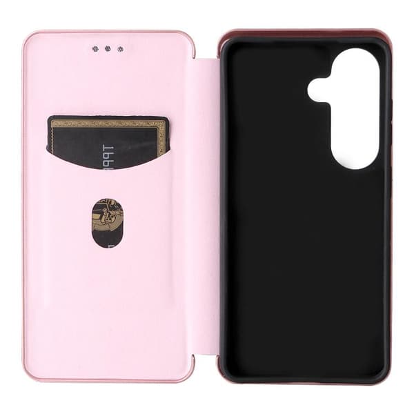 Samsung Galaxy S26 5G-deksel med karbonfibertekstur - Flip-deksel Rosa