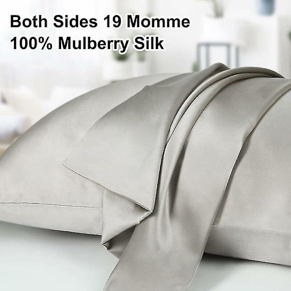 2 Pack 100% Ren Mulberry Silke Örngott för Hår och Hud, Dubbelsidig, Mjuk och Slät med [OM]