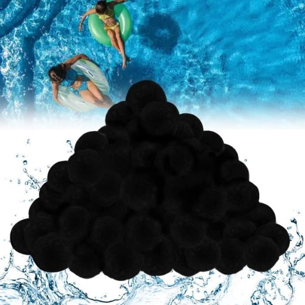 HENGMEI 700g poolfilterbollar, lätta och hållbara rengöringsbollar för pool- och akvariefiltrering (svart)