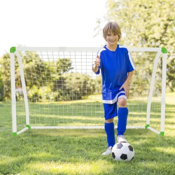HENGMEI PVC fotbollsmål för barn med nät, fotbollsburnät för trädgård, park, strand eller hall, 180x120x80 cm