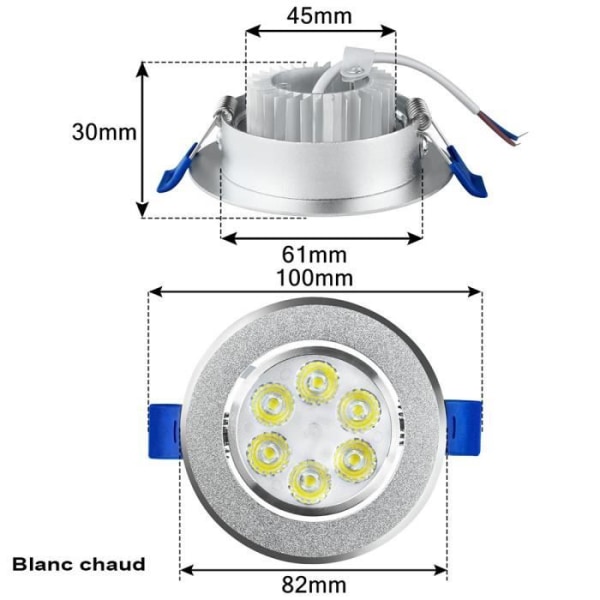 HENGMEI-paket med 20 LED-infällda spotlights 3W takspotlights Taklampor, varmvita