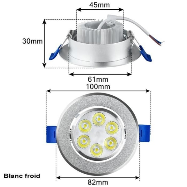 HENGMEI-paket med 20 stycken Cool White LED-infälld spotlight 3W takspotlights taklampor