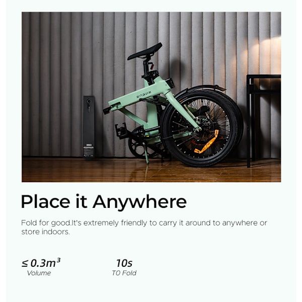 Elcyklar ENGWE P20 Green hopfällbar City E-Bike | 36V 9,6Ah | 100 km räckvidd | Hydrauliska bromsar | Tyst remdrift