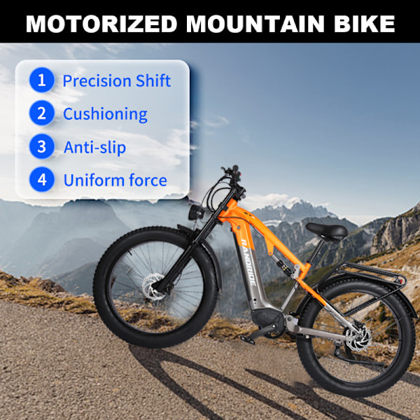 Elcyklar RANDRIDE YX80 26" Fat Tire E-Bike – 1500W motor, 48V20A batteri, 80 km räckvidd, hydrauliska bromsar och dominans i all terräng