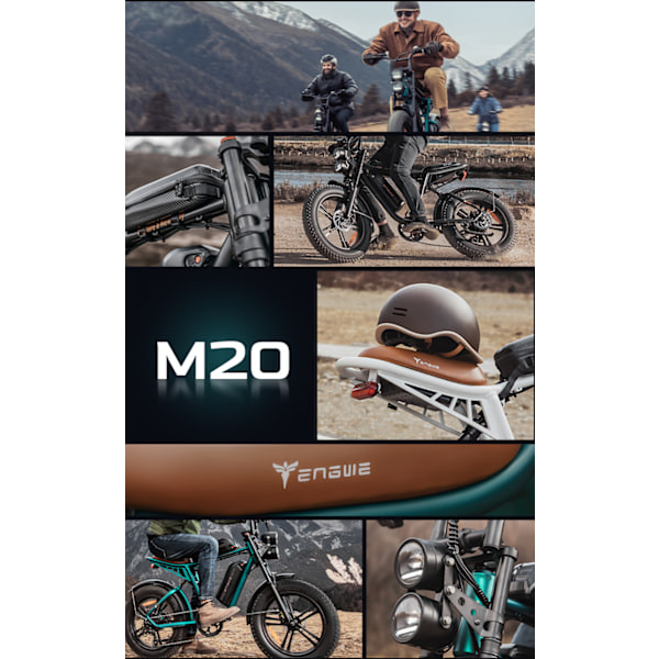ENGWE M20 Green Dual-Battery 750W E-Bike | 48V 26Ah dubbelområde | 75 km+ körsträcka | 20" MTB-däck | Shimano 7-växlad