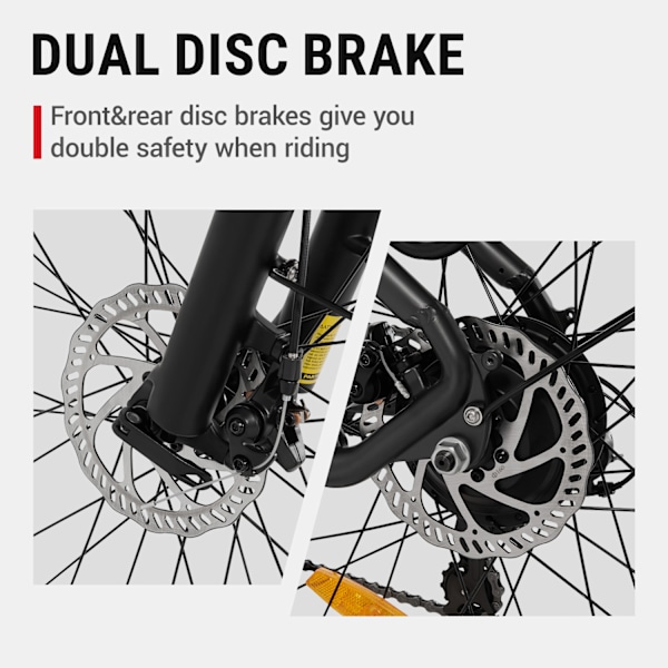 Elcyklar DYU C1 350 W höghastighets elcykel – 65 km räckvidd, 10 Ah löstagbart batteri, 26" x 2,5" däck – pendlarcykel i aluminiumlegering
