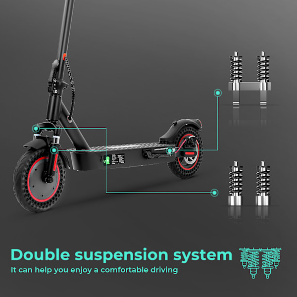 Elscooter iScooter i9 Max 10-tums elektrisk skoter Honeycomb-däck 500W 36V 10Ah Smart APP-kontroll