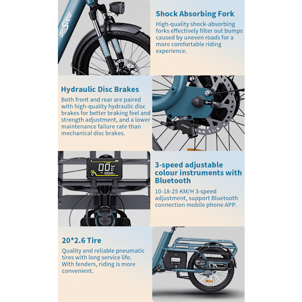 Elcyklar Onesport - ONESPORT OT01 Ellastcykel 20" Däck 650W Motor 48V 27Ah batteri
