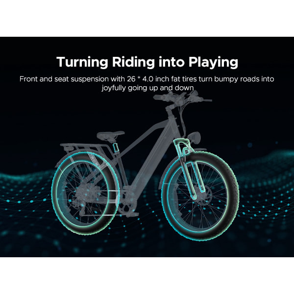 ENGWE E26 Elcykel 26" *4.0" Fat Tire E-Bike, 48V 16Ah avtagbart Li-batteri, Räckvidd 140km 45KM/H Pendling Mountain Ebike