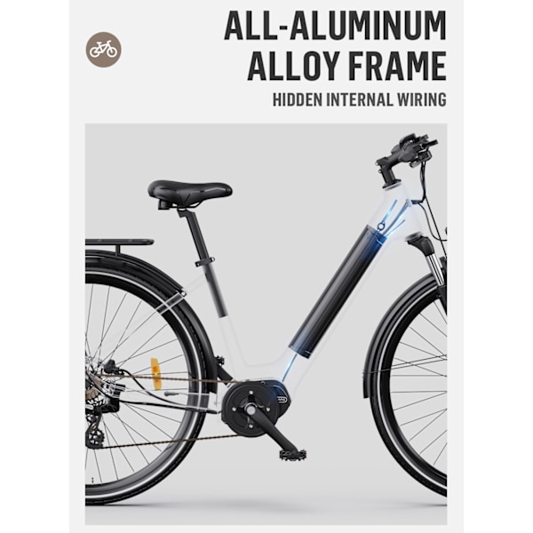 Elcyklar OneSport OT07 elektrisk cykel,250W Bafang motor,36V 10.4Ah batteri,maximal hastighet 25km/h,räckvidd 70-90km, Shimano 7-växlad,Svart