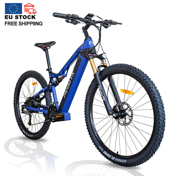 Hedatx TX19 Blue 29" elcykel 1000W borstlös motor, 48V 19,2Ah batteri, Shimano hydrauliska bromsar och 45km/h– Premium terrängelcykel
