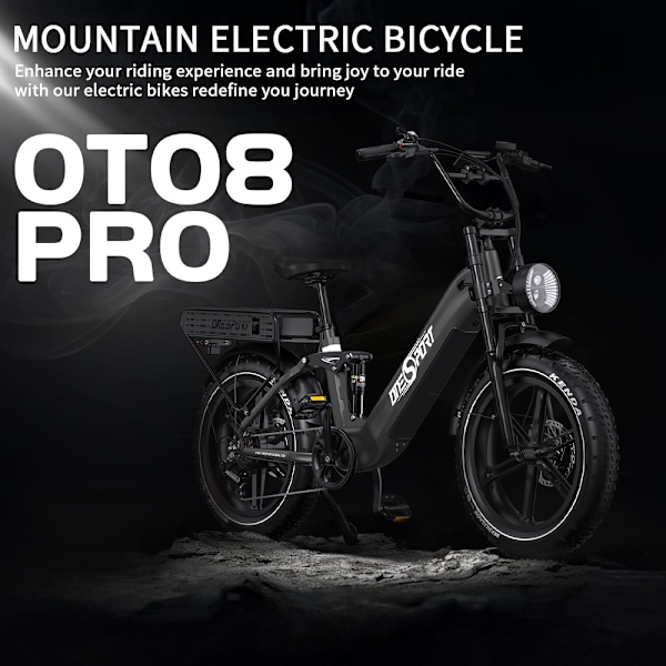 Elcyklar OneSport OT08 Pro Mountain elektrisk cykel 20 ", 500W 48V 36AH dubbelt batteri, topphastighet 25km/h, dubbla stötdämpare