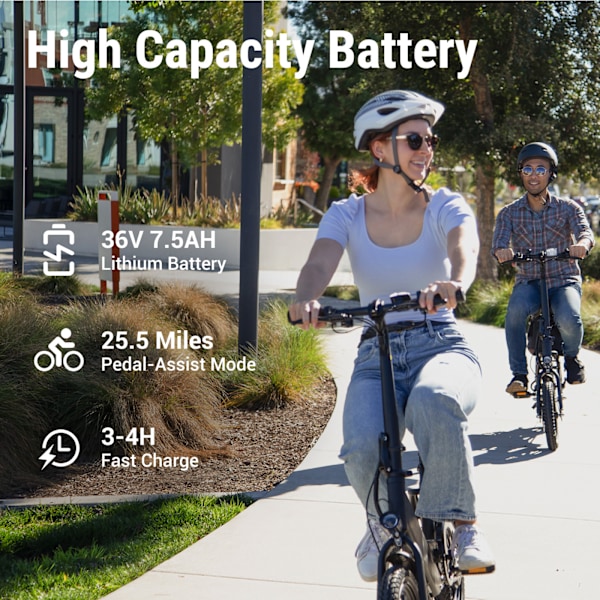 Elcyklar DYU C3 Urban elcykel – 25 km/h hastighet, 7,5 Ah inbyggt batteri, 14" däck – E-cykel med kompakt metallram