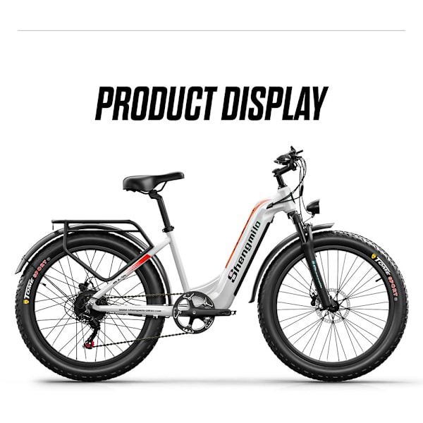 Shengmilo MX06 Elcykel Borstlös 1000W Motor 26 Inch Fat Tire City Woman E-Bike 17.5AH SAMSUNG Batteri, Vit